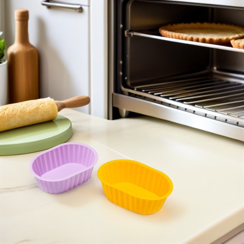 12pcs Elliptical Cheese Cake Mold - Nonstick Silicone Mousse Cake Mold - gallery