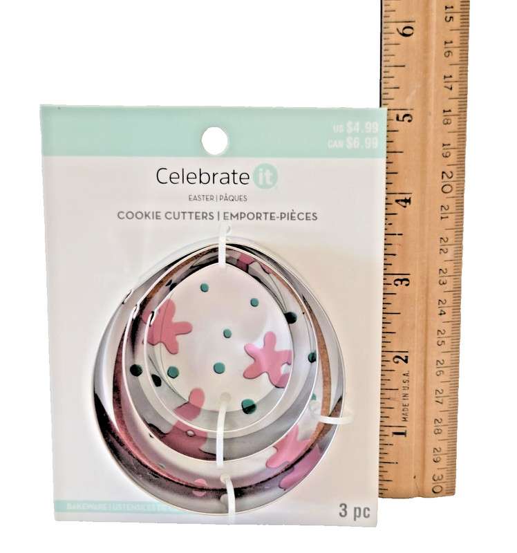 Celebrate It, 3 Easter Egg Cookie Cutters, Food Safe, 3 sizes, Instructions, NEW gallery