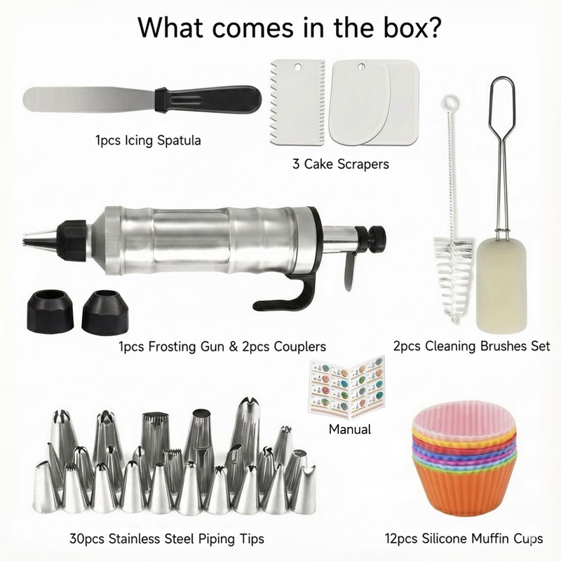 Dessert Decorating Syringe Set, Icing Piping Kit Stainless Steels Cake Black gallery