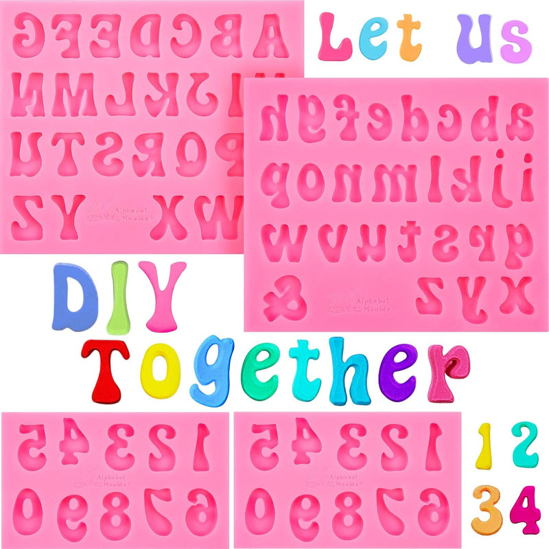 4 Pcs Silicone Letter Molds for Chocolate Letter Numbers Molds Valentines Day DI