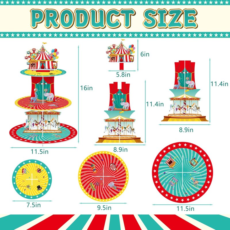 Carnival Circus Cupcake Stand 3 Tier Circus Cardboard Cupcake Holder Carnival... gallery