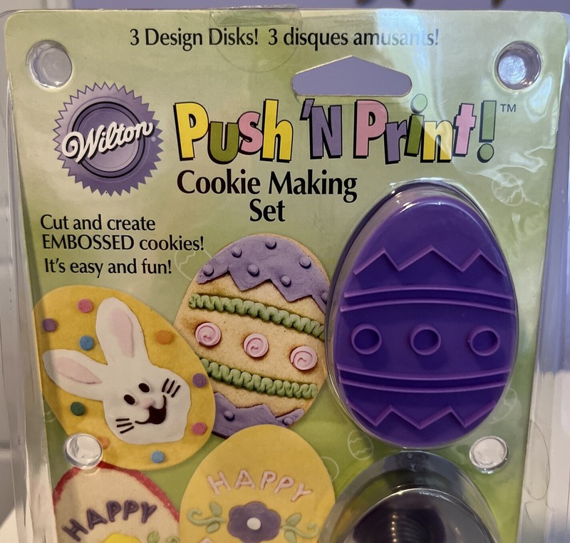 Wilton Push 'N Print Cookie Making Set Happy Easter 3 Design Disks New in Pkg gallery