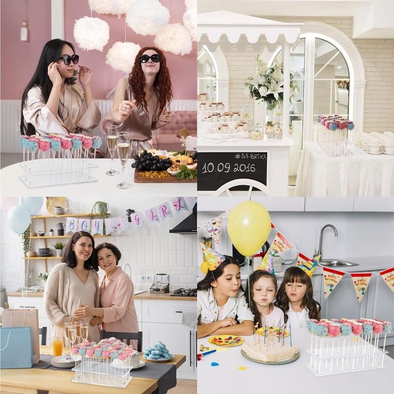 2-Pack Cake Pop Stand, 21 Holes Lollipop Holder Clear Acrylic Cake Pop Display S gallery