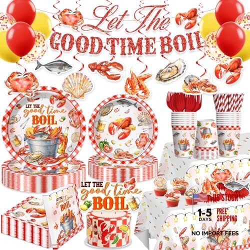 205pcs Seafood Boil Party Supplies-Serves 25, All-in-one Shrimp Boil Party