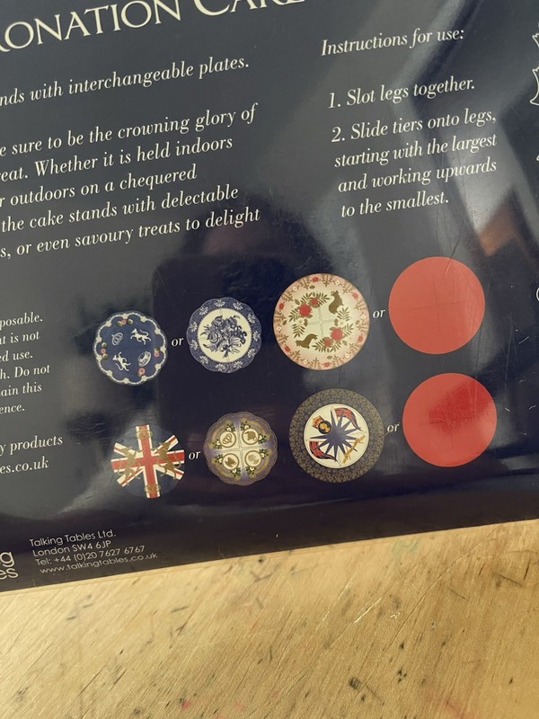 Cardboard Coronation Cake Stands British New In Package NIP Tea party Decor gallery