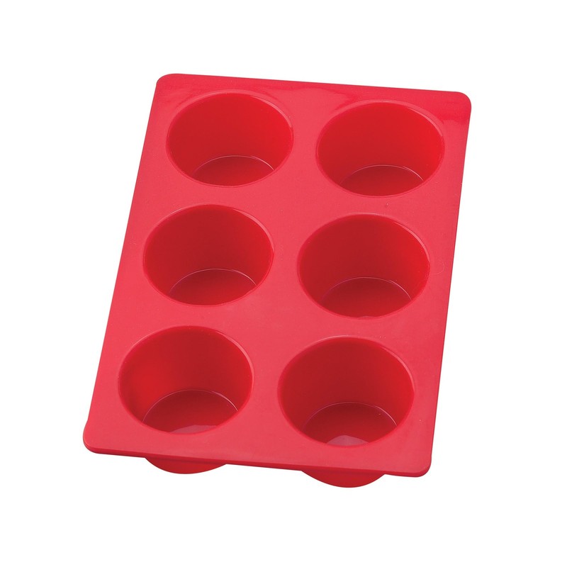 Mrs. Anderson’s Baking Silicone 6-Cup Jumbo Muffin Pan, 6-Cup, Jumbo, Red