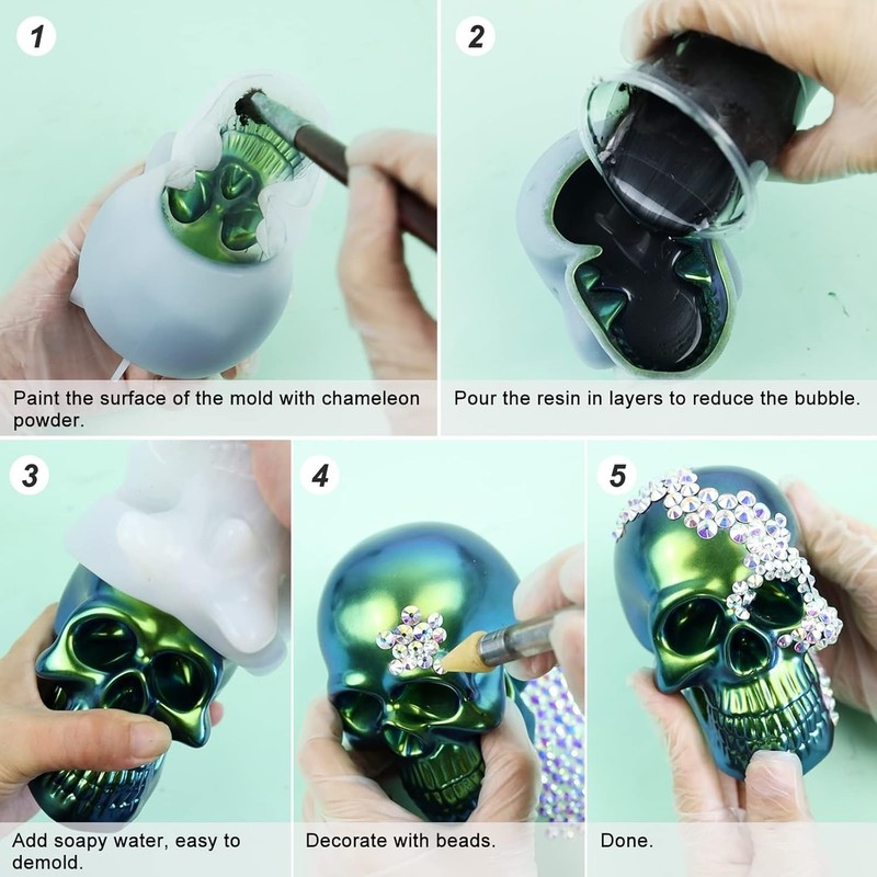 Realistic Skull Silicone Mold for Epoxy Casting - Perfect for Unique Candles gallery