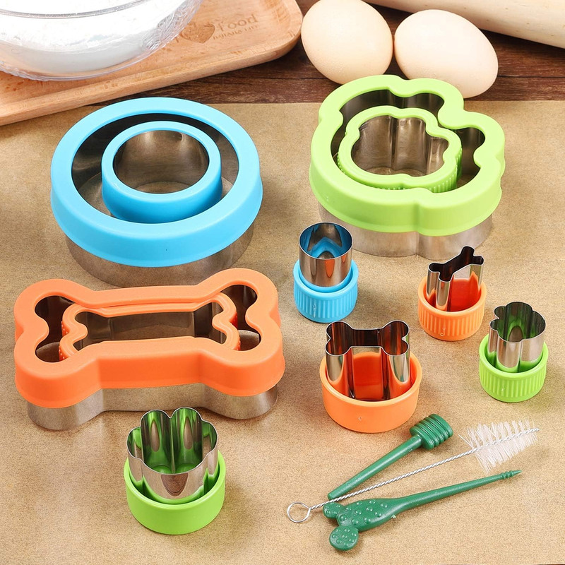 Dog Bone Cookie Cutter Set - 4 Dog Bone 4 Footprint 3 round Biscuit Cutters Sand gallery