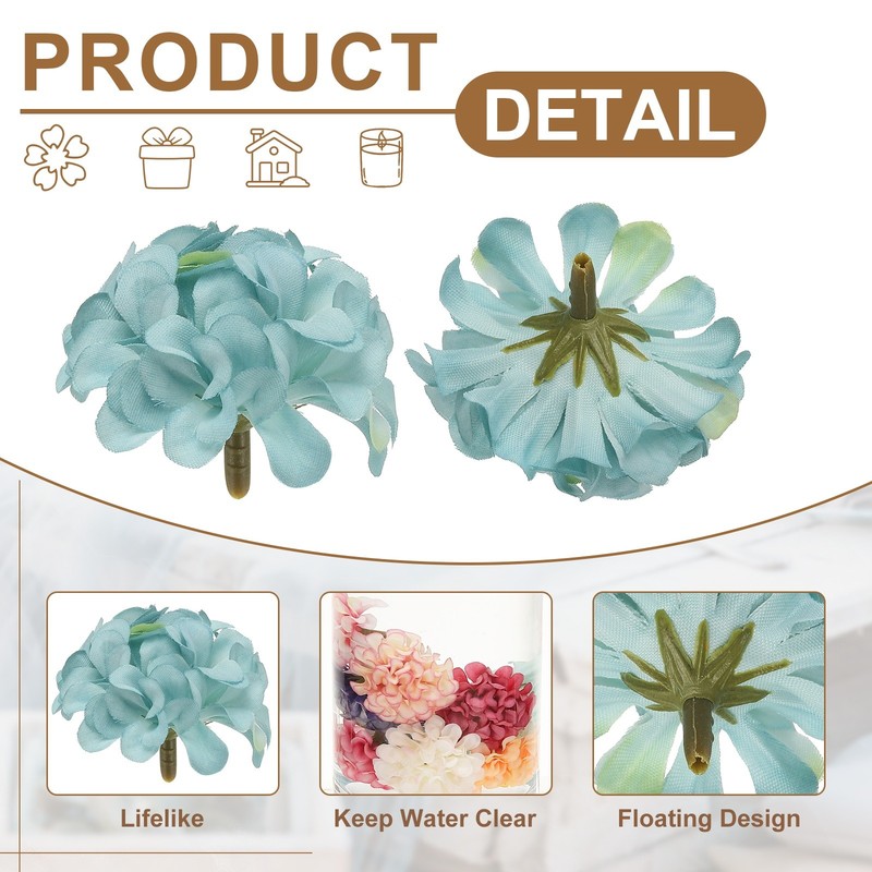 24Pcs Floating Flowers for Centerpieces Wedding, Blue Hydrangea gallery