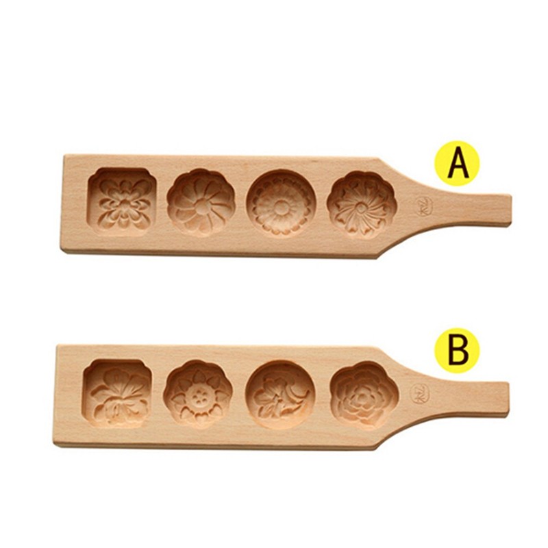 4 Flowers Cake Stamping Mold Mooncake Biscuit Cookie Molds for Baking Cookies