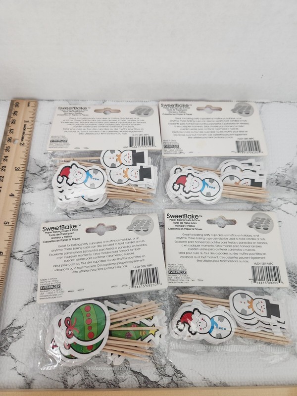 Sweet Bake Picks Lot Of 28 Packs With 24 Picks Each Snowman Christmas Trees gallery