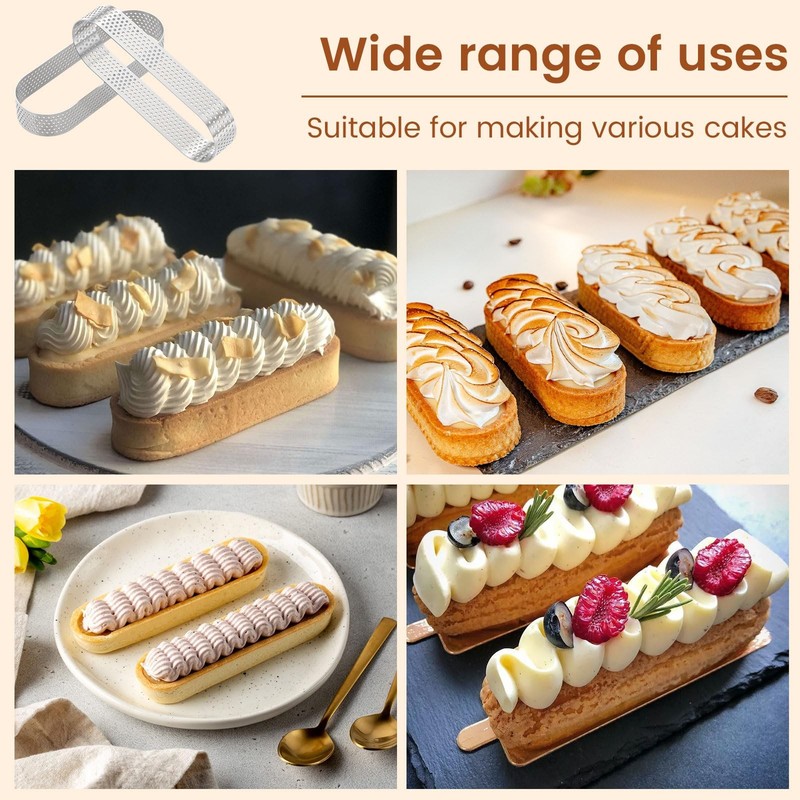 12 Pack 5 Inch Oval Perforated Tart Rings Stainless Steel Baking Molds gallery