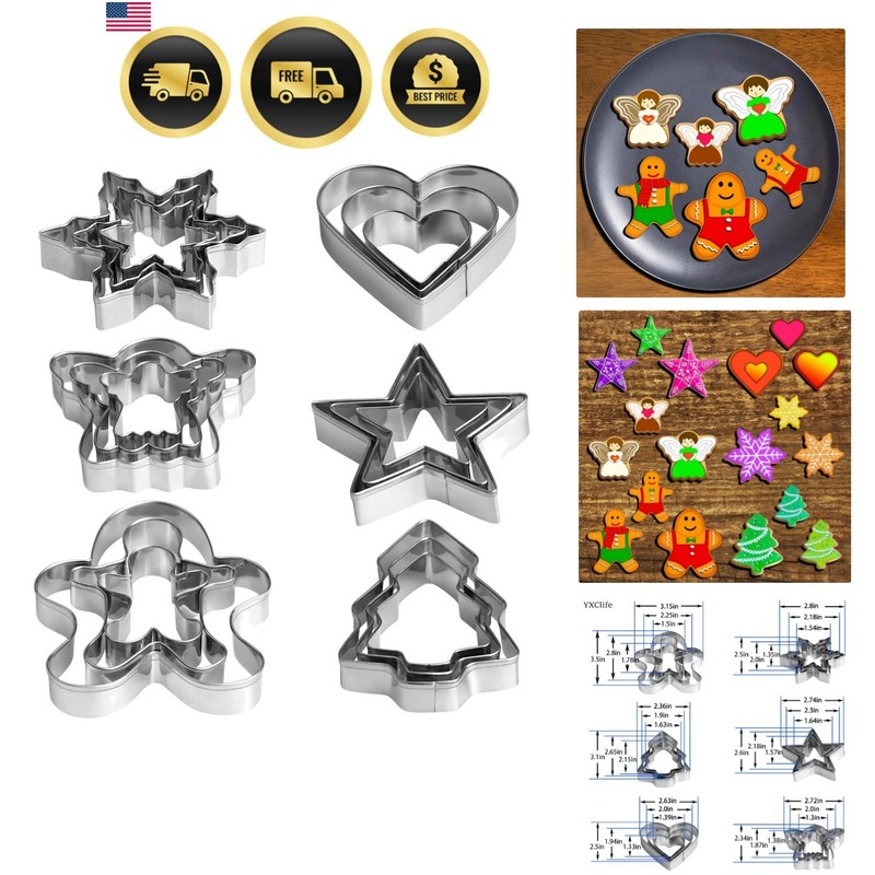 Christmas Cookie Cutter Set – Gingerbread Man, Snowflake, Christmas Tree, Hea…
