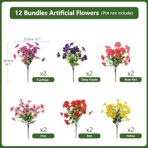 Artificial Fake Petunias Flowers for Outdoors - Spring & Summer - 6 Mix Color-1 gallery