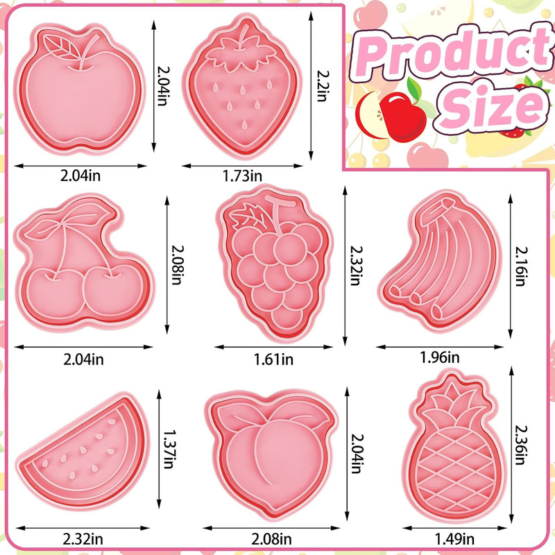 Rozer 8 Pcs Fruit Cookie Cutters with Plunger Stamps Set Christmas Fondant Cutte gallery