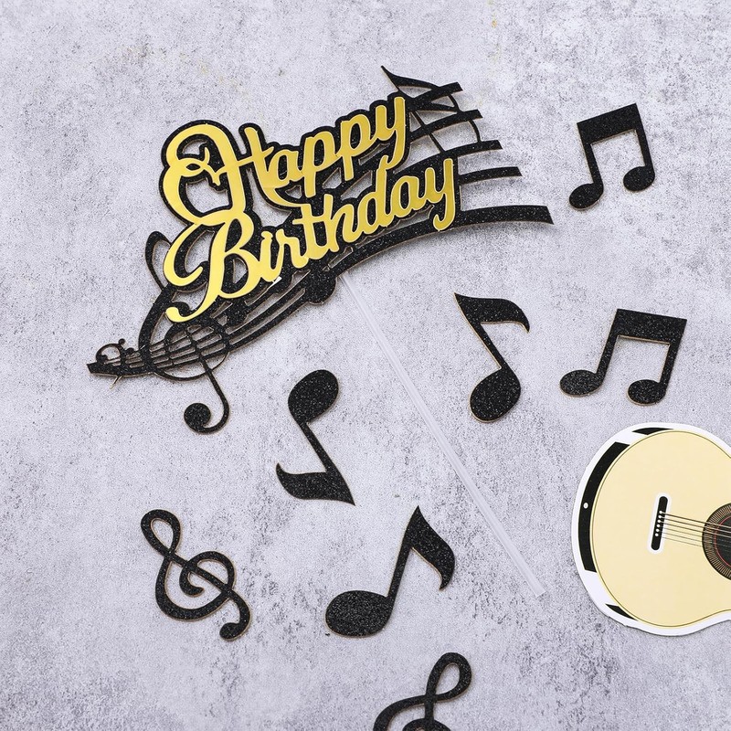 9 PCS Music Cake Toppers, Guitar Happy Birthday Cake Topper, Musical Themed gallery
