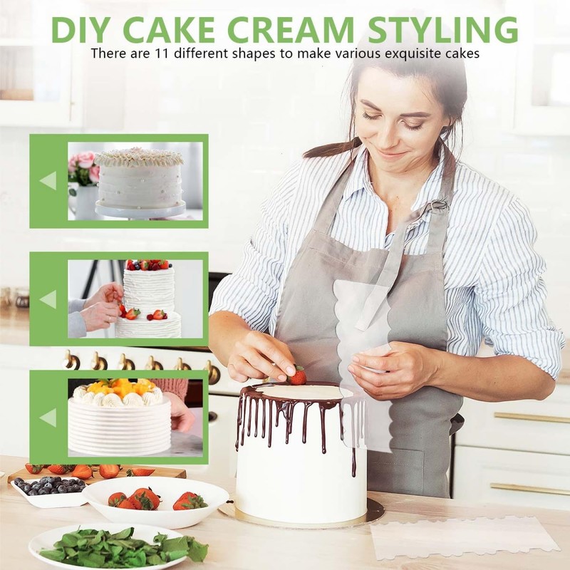 7 Pcs Acrylic Cake Icing Scraper Smoother Comb with Double Sided for DIY Mous... gallery