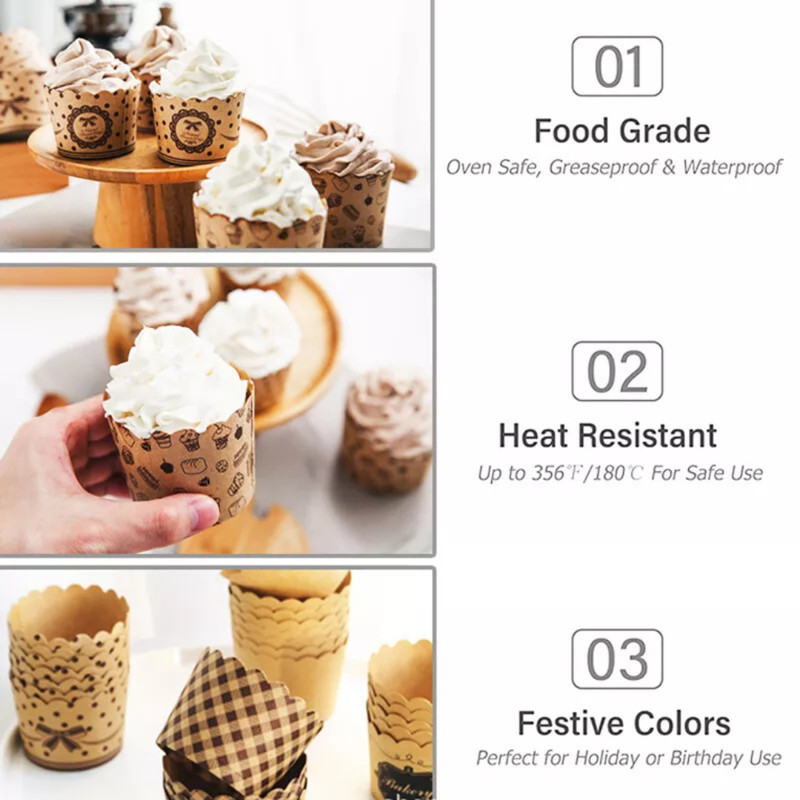 50Pcs Cupcake Paper Cups Wrapper Cake Mold Muffin Cupcake Liners Baking Supplies gallery