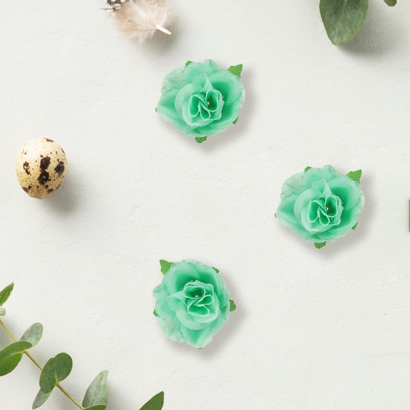100pcs Artificial Rose Flowers, 1.2" Silk Fake Rose Heads, Lake Green gallery