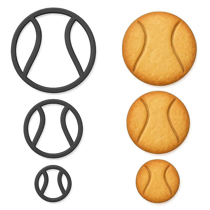 Tennis Ball Cookie Cutter Set (4", 3", 2") – (Random Color)