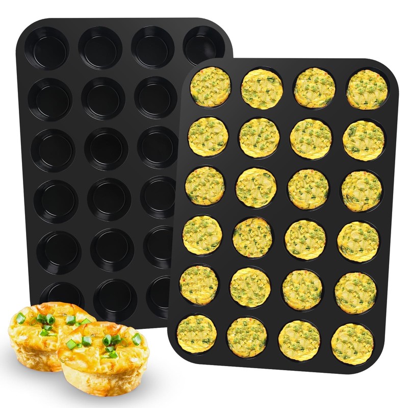 Inn Diary Silicone Muffin Pan for Baking 24 Cups Non-Stick Mini Cupcake Black