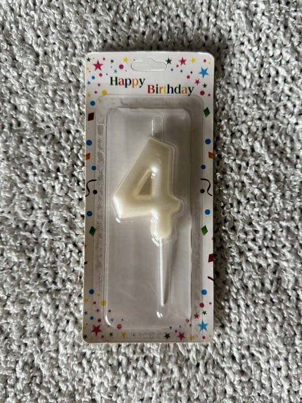 Pearl Ivory Number 4 Birthday Cake Candle