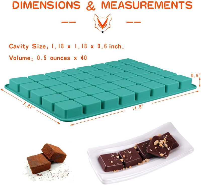 2 Pack 40-Cavity Square Caramel Truffles Silicone Mold,Chocolate Hard Candy Mold gallery