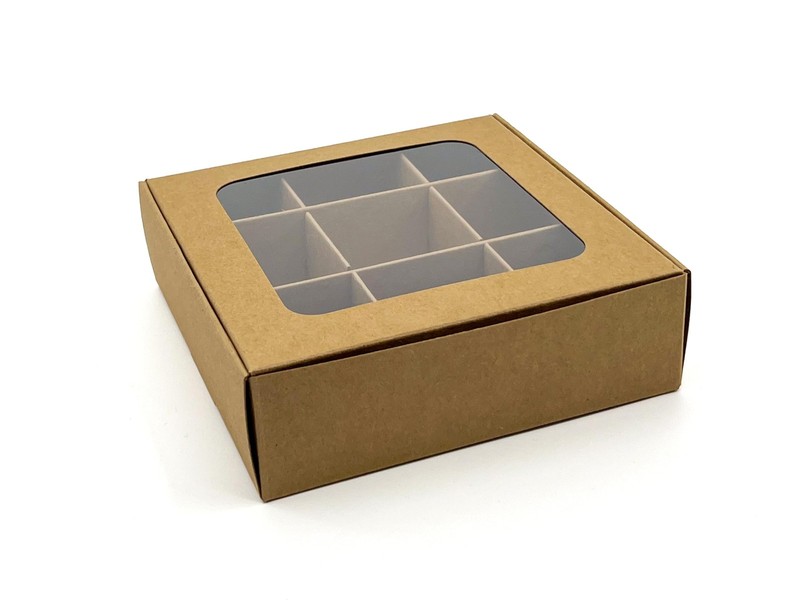 10 PCS 5x5x1.57 Inch Bakery Treat Boxes With Window Dividers For Desserts