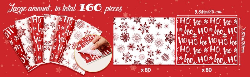 160 Pcs Christmas Wax Paper Sheets for Food Snowflake Hoho Wax gallery