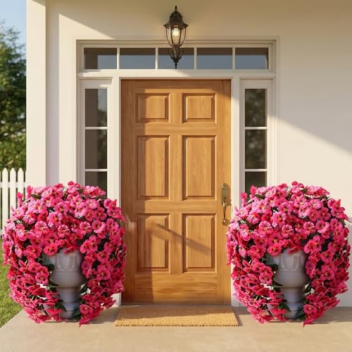 Artificial Flowers for Outdoors, 2pcs Faux Silk Pansies Flowers UV 2 Pcs Rose gallery