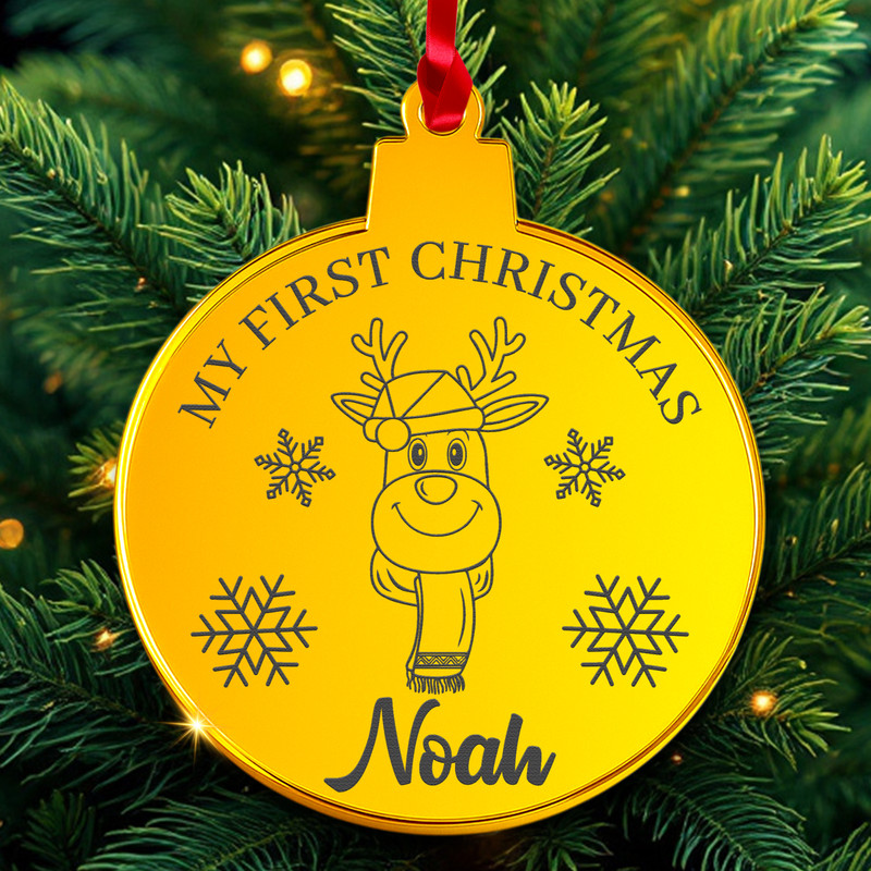 PERSONALISED First Christmas Bauble Ornament Acrylic 3mm Tree Decoration gallery