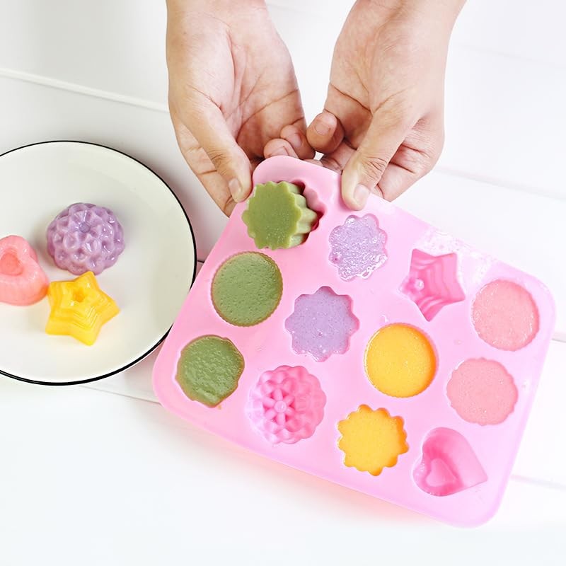 Silicone Bakeware Mold For cake chocolate Jelly Pudding Dessert Molds 12 Holes W gallery