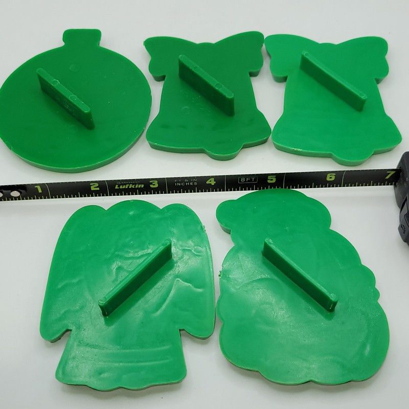 Christmas Cookie Cutters - Santa Angel Ornament Bell(2) Green Plastic Vintage gallery
