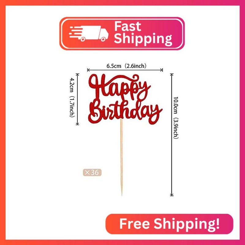 36 PCS Happy Birthday Cupcake Toppers Glitter Birthday Cupcake Picks Decoration gallery