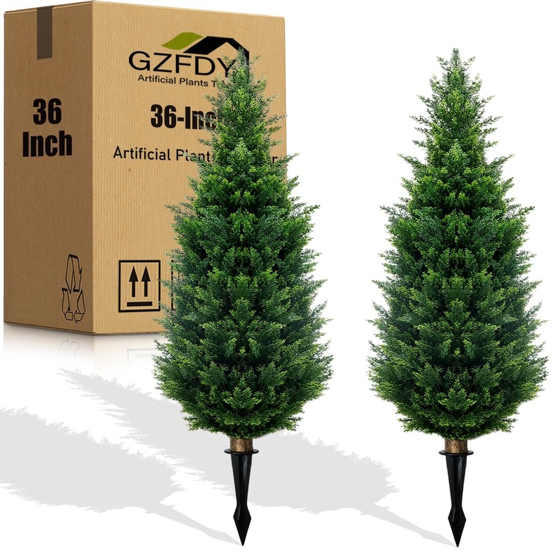 Gzfdy 3Ft Artificial Cedar Topiary – Uv Resistant Fake Shrubs Ground