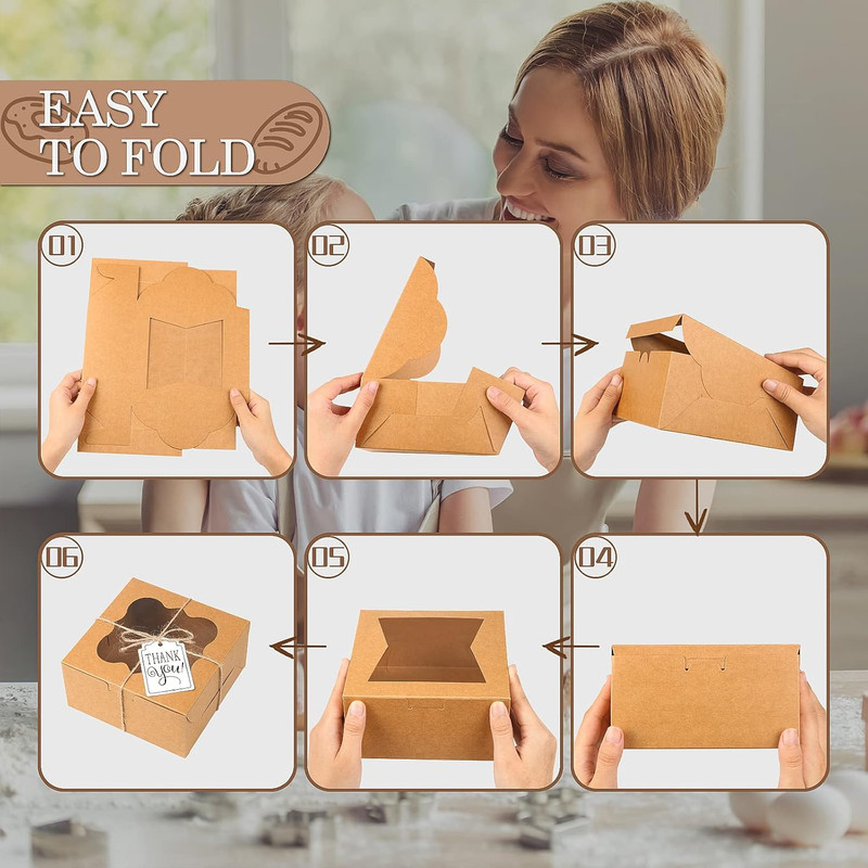 65PCS Bakery Boxes with Window 6x6x3 Inches 5 Cookie Boxes Small Pastry Boxes... gallery