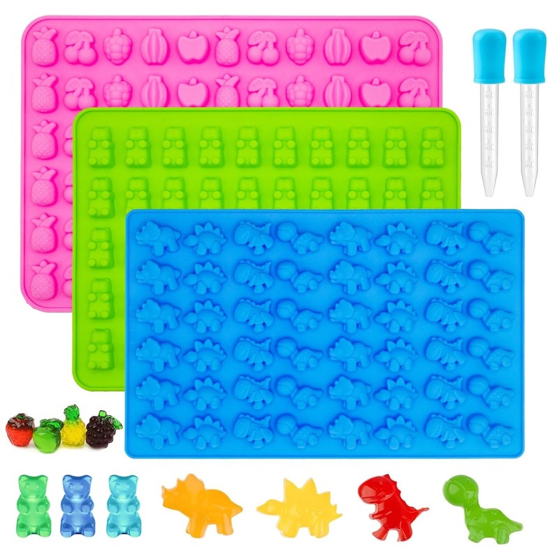 Mini Dinosaur Candy Molds, 2 Droppers, Bpa Free, Easy Release
