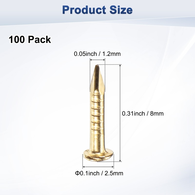 100-Pack Small Nails, 1.2mm x 8mm Brass Nails Round Head Hardware gallery