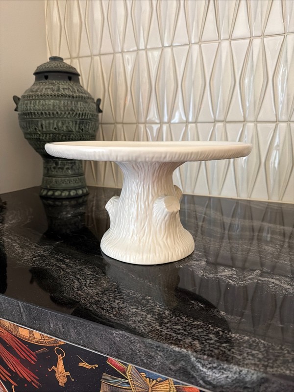 Williams Sonoma White Cake Stand 2013 Faux Bois Cottage Boho Style