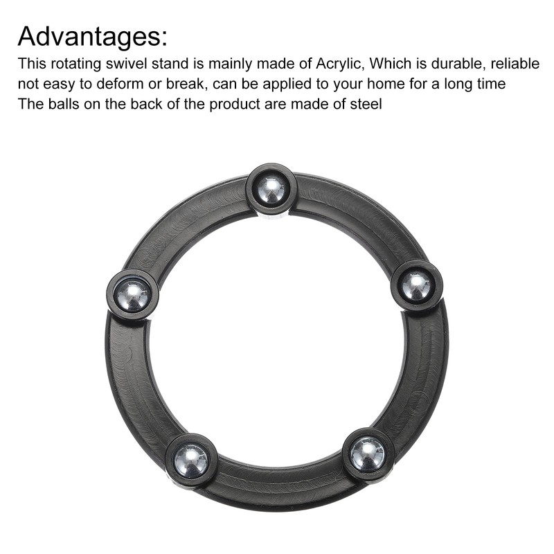 2" Rotating Swivel Stand with Steel Ball Lazy Susan 0.06x1.57" Black 6Pcs gallery