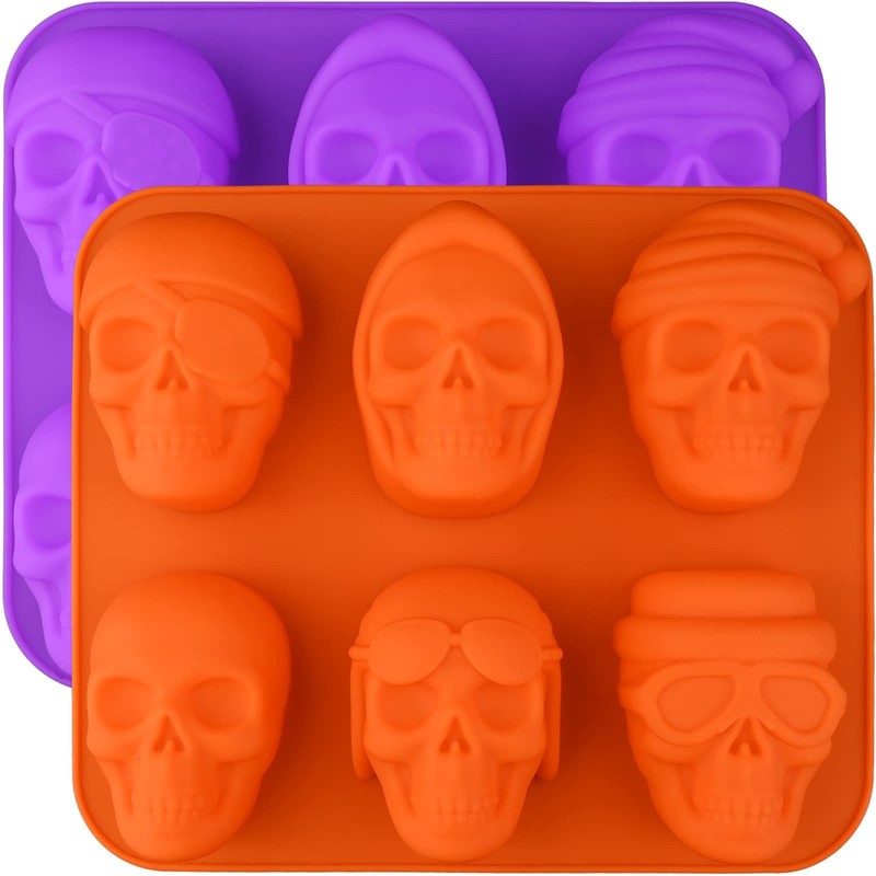Skull Cake Pan 2 Pack Silicone Halloween Mini Cake Mold Baking Tray