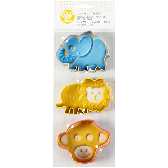Wilton Metal Cookie Cutter Set – New – Elephant, Lion, Monkey