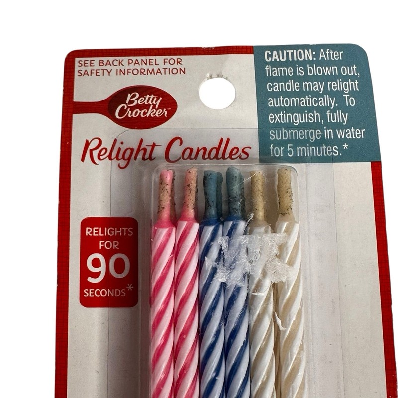 Betty Crocker Relight Candles 12 Birthday Candles 2.75 Inch Pink Blue White￼￼￼ gallery