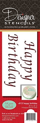 3×5.5″ C013 “Happy Birthday” Cake Stencil Beige Reusable Baking Template