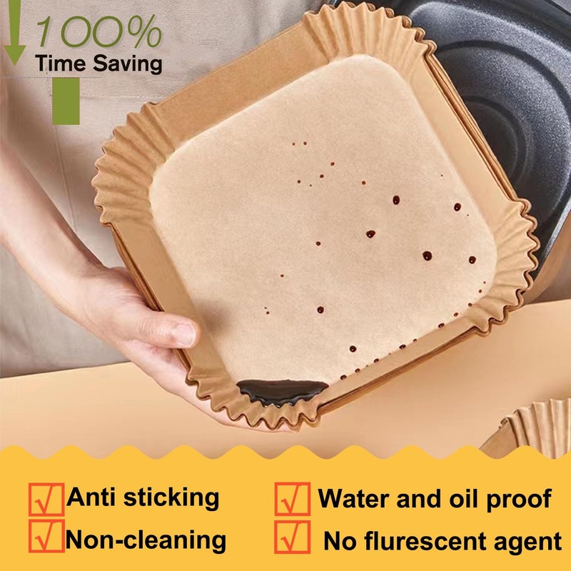 Large Air Fryer Disposable Paper Liners Square 9 Inch, 125 9''Square, Natural gallery