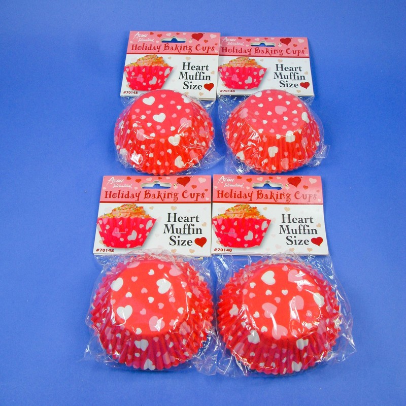 VALENTINE HEART MUFFIN TIN PAPER LINERS 200 BAKING CUPS WEDDING HOLIDAY CUPCAKES