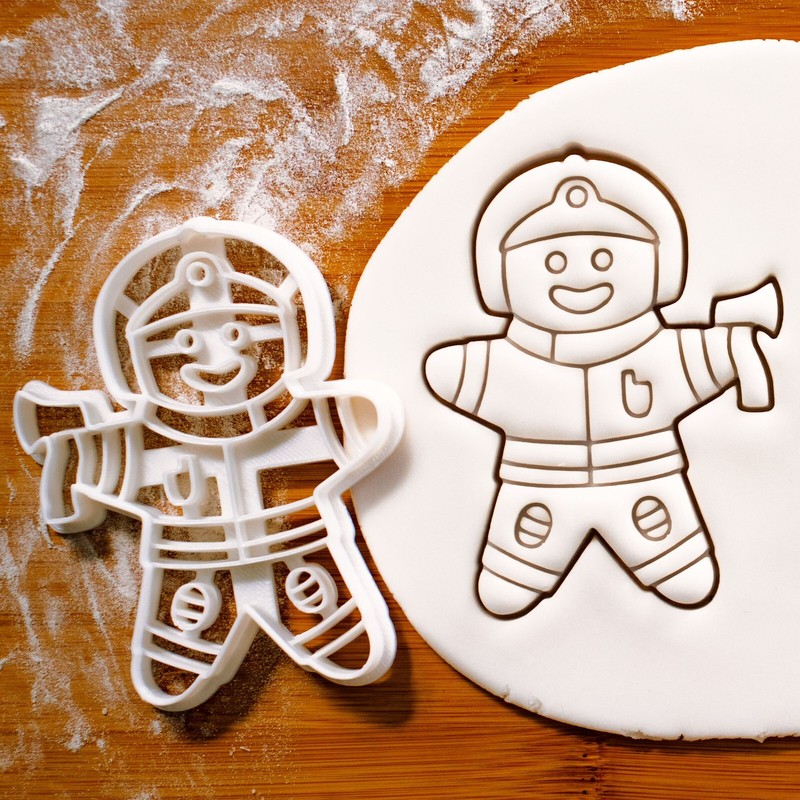 Firefighter Cookie Cutter – firefighting, fireman chief gingerbread brigade hero