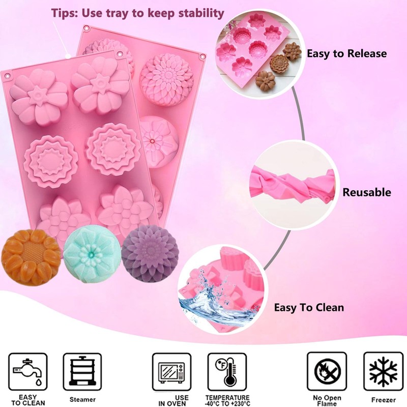 3 Pack Silicone Soap Molds,Flowers Mold for 3pcs-Flowers Molds gallery