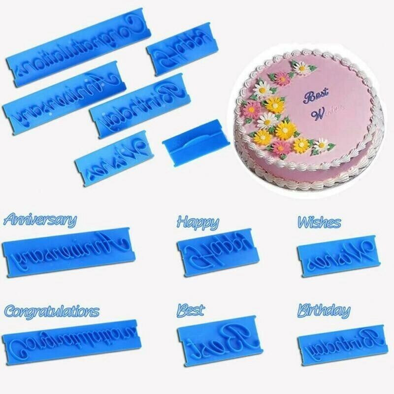 Happy Birthday Alphabet Letter Mould Cutter Fondant Mold 6pcs Cake Decor Chic gallery