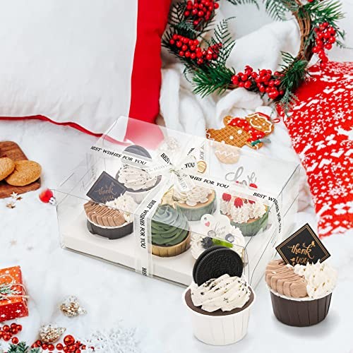 15 Pack Clear Cupcake Boxes, 6 Count Cupcake Containers with Gift Ribbon, gallery